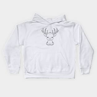 Cute Baby Elk Animal Outline Kids Hoodie